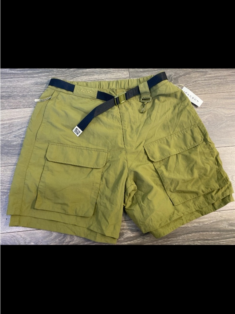 RCOS Olive Green Cargo Utility Shorts with Built-rIn Web Belt